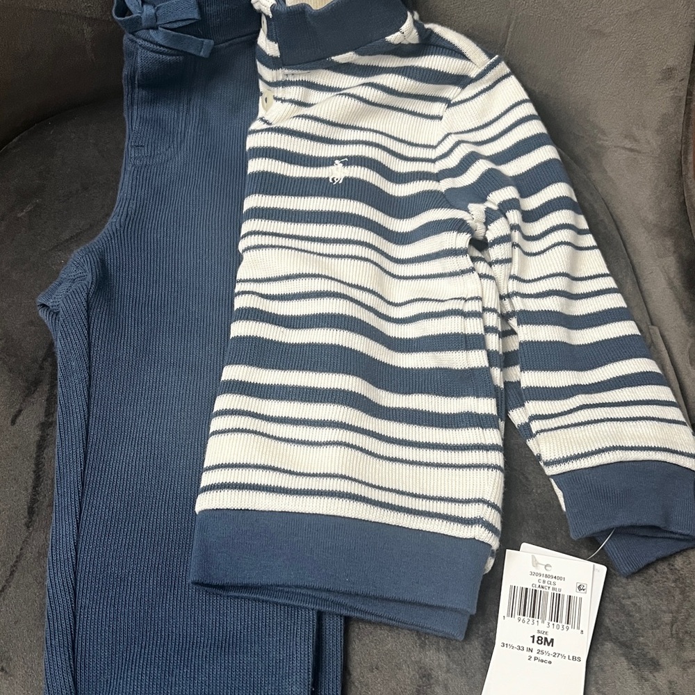 Polo by Ralph Lauren Navy and White Kids Matching Set